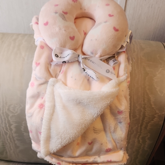 Dream Kids Other - Dream Kids Pink Baby Blanket with Neck Pillow - NWOT
